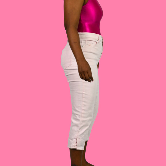 Gloria Vanderbilt Capri Jeans Pink Slim Skimmer Twill Pants Straight High Rise 4 - Picture 8 of 13